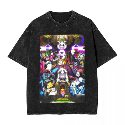 Annoying Dog Game Frisk t Shirts Hip Hop Washed Cotton Overs