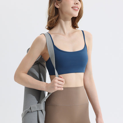 Sports Fitness Underwear Women's Cross Back Yoga Bra Fixed One-piece Cup Quick-drying Top Yoga Clothes Spring