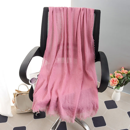 New Spring and Summer Fashion Cotton and Linen Solid Color Headscarf Beach Towel Sun Protection Large Size Silk Scarf Shawl for Women