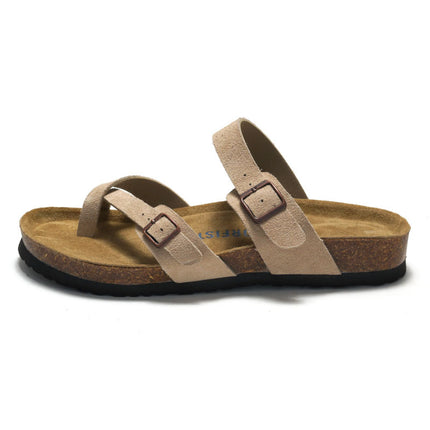 ORFISTOCK Summer New Men's Cork Clip Slippers Beach Shoes Student Belt Tipping Slippers Full Cowhide