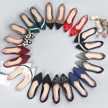 Egg roll European and American princess shoes spring and autumn fly woven shoes 40 beans 41 flat 43 plus size women's shoes soft bottom knitted pointed