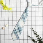Blue gray white check tie