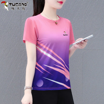 Ice Silk Quick-Drying Short-Sleeved Women's T-Shirt 2025 Summer New Loose Slimming Thin Breathable Women's Top
