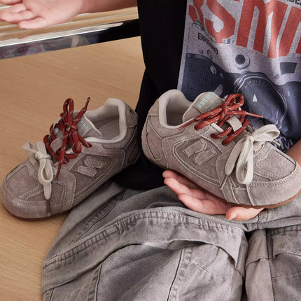 Girls' Sneakers 2026 Spring and Autumn New Retro Style for Older Children Trendy Casual Boys' Versatile Soft-Soled Shoes