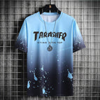 TAR blue gradient splash ink-short sleeve / M