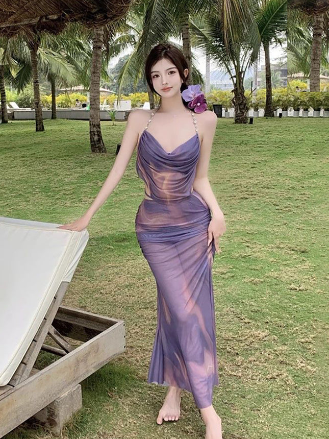 Bikini Three-Piece Set 2024 New Fairy Conservative Belly-Covering Slimming Look Ins Style Hot Spring Swimsuit Women's Summer High-End Sense
