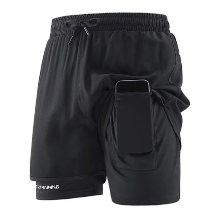 Cross-Border Sports Shorts for Men and Women, Running Fitness Anti-Exposure Three-Point Shorts, Fake Two-Piece Couple Quick-Dry Shorts