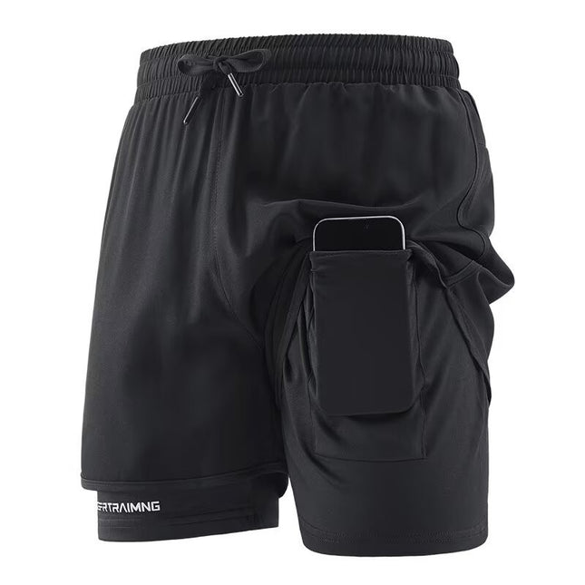 Cross-Border Sports Shorts for Men and Women, Running Fitness Anti-Exposure Three-Point Shorts, Fake Two-Piece Couple Quick-Dry Shorts