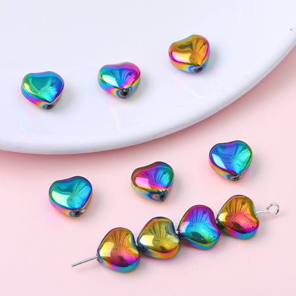 10mm Glass Color-Coated Peach Heart Crystal Beads Loose Beads DIY Handmade Necklace Bracelet Ear Jewelry Manufacturer Direct Sales Wholesale