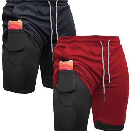 2 in 1 Running Shorts 2 in 1 Mens Running Shorts 2 Piece Cross-Border