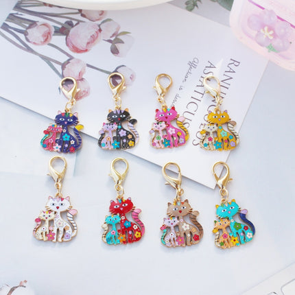 Cross-border New Parent-child Cat Pendant Classic Cat-shaped Cartoon Keychain Bag Decorative Accessories Metal Keychain