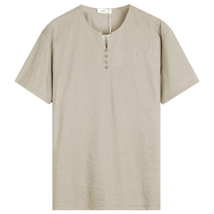 High-End Men's Short-Sleeved T-Shirt Trendy Men's Clothing Accessible Luxury High-End Summer Men's Casual Cotton and Linen Thin Quick-Drying Men's Clothing