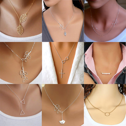 Vintage Simple Lucky Number 8 Cross Short Necklace Owl Ship Anchor Bird Necklace Jewelry Wholesale