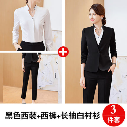 2023 Spring and Autumn New Vest Professional suit Women's Suit Hotel Front Desk Jewelry Store Sales Work Clothes Three-piece Set