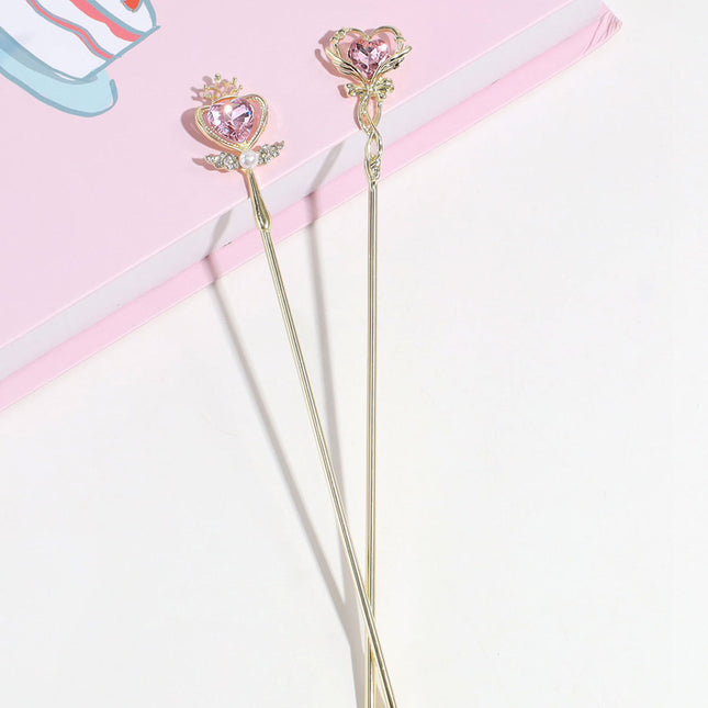 Girl's Love Rhinestone Magic Wand Hairpin Daily Simple Fashion Sweet Hairpin High-end Pearl Hairpin Hair Accessories