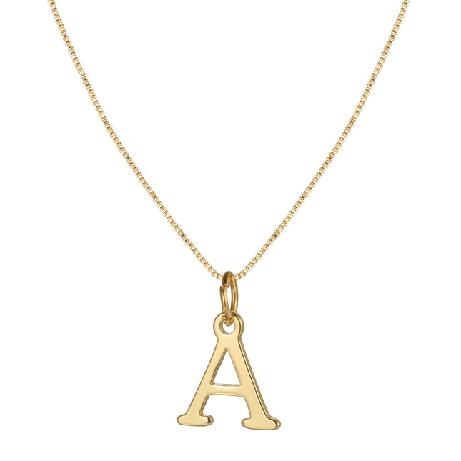Cross-border Amazon Hot Sale Simple Stainless Steel Letter Pendant Necklace Women Alloy Box Chain 26 Letter Clavicle Chain