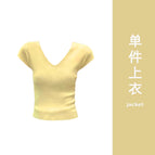 Yellow short-sleeved jacket [niche design/pure and sweet/popular this year/new in 2024/pure first love/gentle style/pear-shaped figure/cold line/summer dress/super-nice clothes/summer/hot girl/foreign style]] / S [Suggested 40/45KG]]