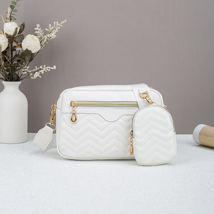 Dropshipping Women's Quilted Pattern Crossbody Bag Casual Normcore Shoulder Bag with Mini Money Hanging