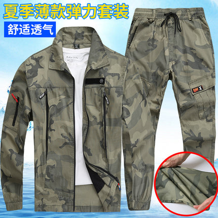 Summer Pure Cotton Thin Work Clothes Set for Men and Women Stretch Camouflage Clothing for Welders Wear-resistant Work-protection Clothing Casual Suit