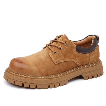 2026 New Style Work Shoes for Men, Pigskin Breathable Casual Shoes, Thick-Soled Round-Toe Comfortable Versatile Shoes with Rubber Sole