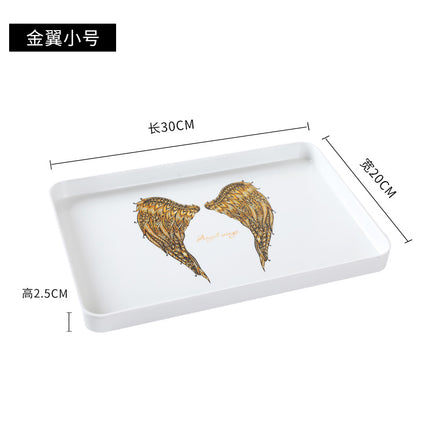 White Plastic Tray Rectangular Tea Tray Household Baking Tray Tea Cup Scandinavian Accessible Luxury Water Cup Storage Melamine