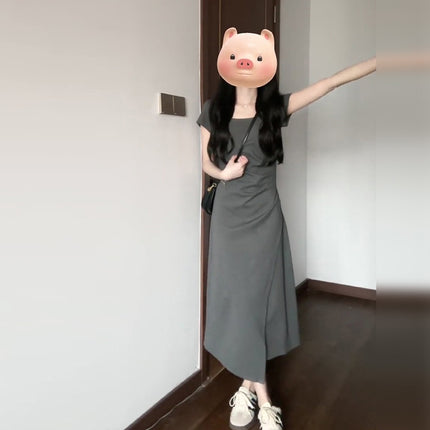 Small Tea Break French Square Collar dress Children's Summer 2024 New Pear-Shaped Figure Niche Design Long Dress