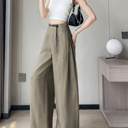 2025 Summer New Tencel Linen Scimitar Pants High Waist Casual Pants Ice Silk Wide Leg Floor Mopping Pants Women