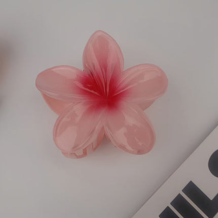 European and American Cross-Border Frosted Gradient Plumeria Hair Clip Elegant Women's Shark Clip Large Beach Hair Accessory Wholesale
