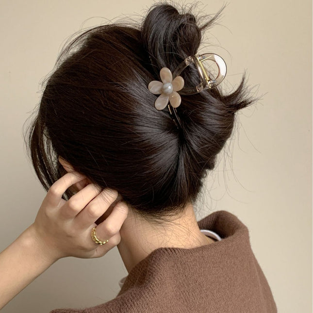 Elegant Sweet ~ Flower hairpin female back head temperament ins summer updo shark clip 2024 new hair clip