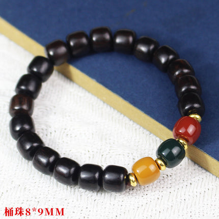 Multi-treasure beads bracelet luminous bamboo bead bracelet women's literary and artistic small fresh jewelry ebony sandalwood green sandalwood rosewood