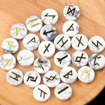 Natural Crystal Agate Rune Letters 25 Pieces Per Pack Disc Set Scandinavian Germanic Stone Jewelry