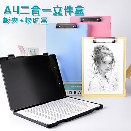 A4 File Box File Test Paper Storage File Box Multifunctional File Box Plastic Transparent Single Force Flat Folder