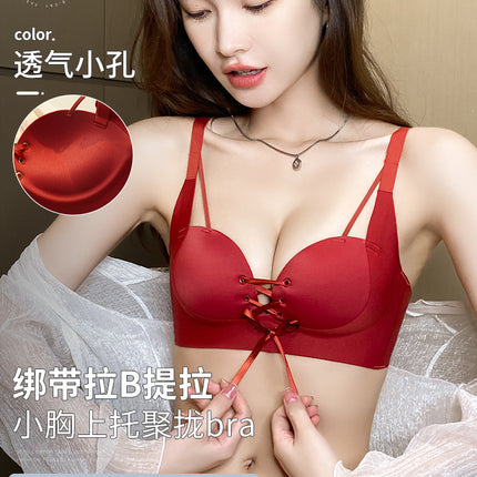 Small Chest Push-up Underwear Women's Parammary Closer Without Steel Ring Passiony Cat Show Big Anti-sagging No-trace Sexy Bra suit