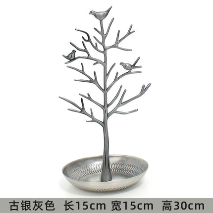 Factory direct bird tree earring rack jewelry display rack alloy tree display rack acacia jewelry rack wholesale