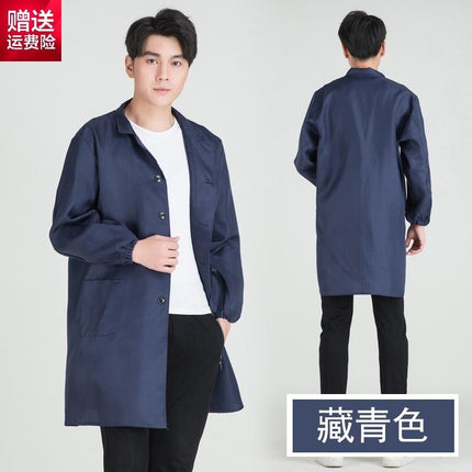 New Blue Coat Long Work Clothes for Men and Women Chefs Camouflage Jacket Dust-proof Warehouse Transportation Clothes Labor Protection Clothes Set Tooling