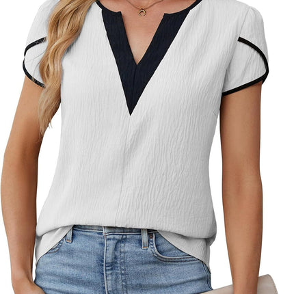 Amazon 2025 Europe and the United States cross-border foreign trade spring and summer new V-neck tile short sleeve solid color T-shirt jacket