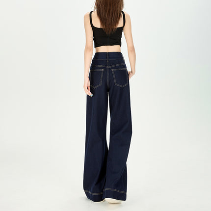 Anti-Wrinkle Draped Four-Way Stretch Loose Fit Non-Stick Leg Wide-Leg Slightly Flared Genuine Ykk Double-Button Original Color Non-Fading Denim
