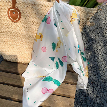 2023 new spring scarves 70x 70 square scarf silk scarf female pale green healing scarf