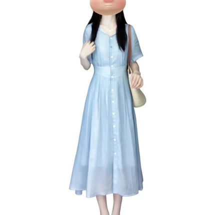 Blue A-Line Shirt Dress / Robe Chemise Bleue