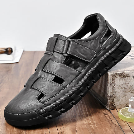 Amazon's Best-Selling New Summer Products, Large Size Hand-Stitched Casual Breathable Genuine Leather Toe-Cap Sandals and River Shoes