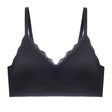 New Wheat Spike Lace Traceless Underwear No Steel Ring Anti-Sliding Sexy Gather Strap Bra Thin