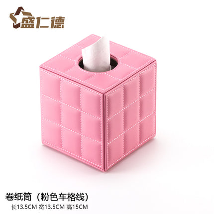 Leather Square Roll Paper Box Leather Household Paper Roll European Creative Tissue Box Hotel Living Room Guest Room Roll Paper Box