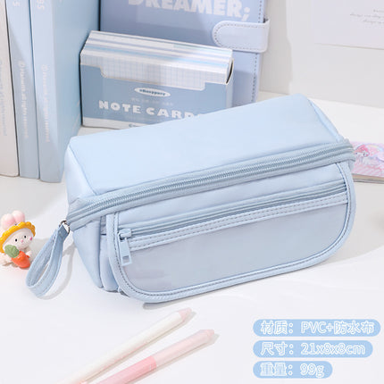 Simple Pencil Case Large Capacity Stationery Box Junior High School Students Macaron Storage Box Comes Storage Bag Small Bag