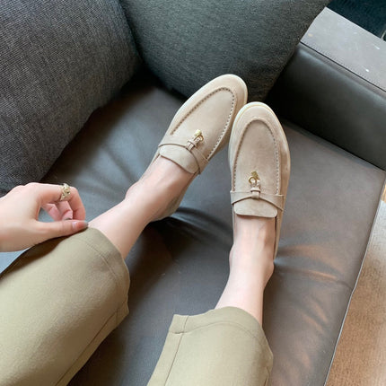 Sheepskin Version ~ Lp Tassel Lock Loafer Women's Flats Lazy Slip-On Versatile Soft-Soled Cashmere Flats