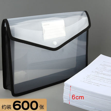 Kangbai Thickened Transparent Organ Bag Large Capacity A4 Horizontal Three-Dimensional Snaps Bag Student Test Paper Storage File Bag