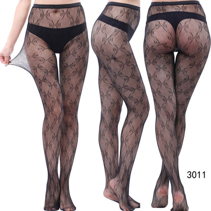 Factory In-Stock European and American Style Pantyhose, Summer Fishnet Stockings, Fashionable Girls' Sexy Patterned Jacquard Lace Hollow-Out Retro