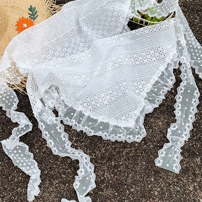 Super Fairy White Lace Headband Triangle Headband Women's Exquisite Embroidered Cotton Headband Fart Curtain New Spring Seaside