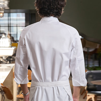 Chef Uniform Long-Sleeve Men's Hotel Restaurant Western Cuisine Bakery Kitchen Work Clothes Professional Attire
