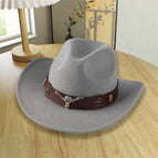 [warped western cowboy big and small bull head] gray / Adjustable