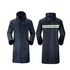 Oxford Cloth Black Long Coat with Snaps and Zippers / Free size